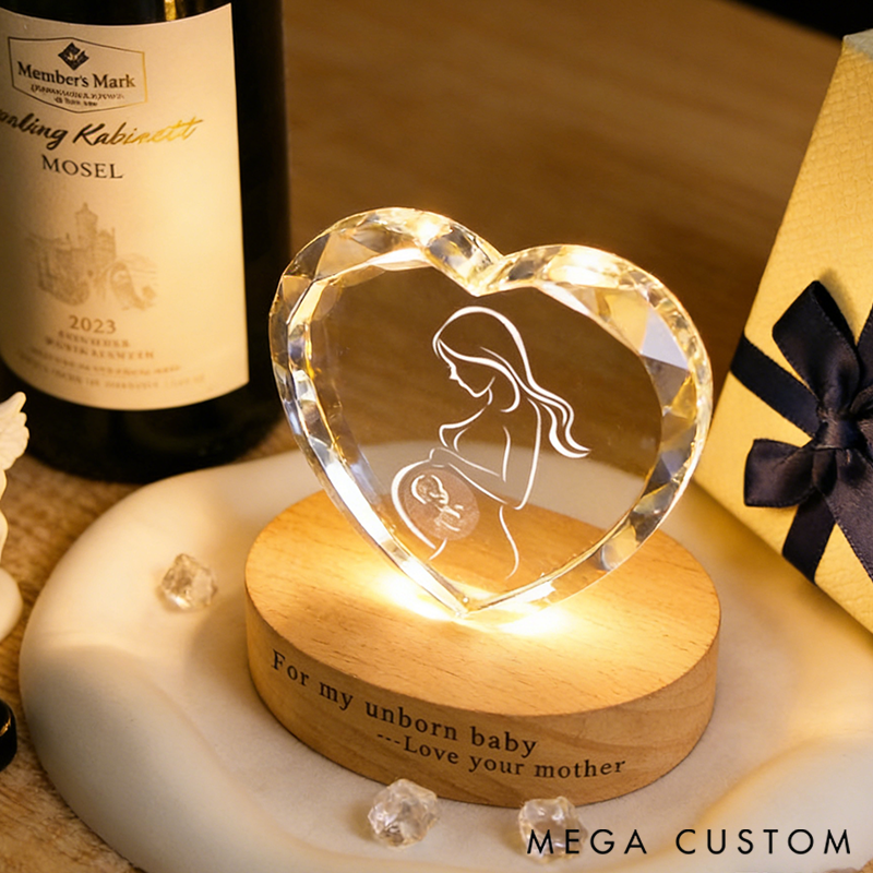 Personalized 3D Crystal Baby Metal Ultrasound Photo Custom Crystal Photo Gift Engraved Baby Photo Crystal Night Light