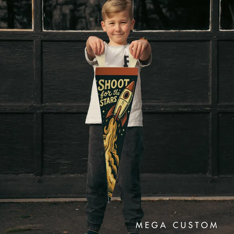 Personalized Felt Pennant Space Theme Kids Room Wall Decor Inspirational Kid Banner Handmade Playroom Sign Motivational Gift for Kid