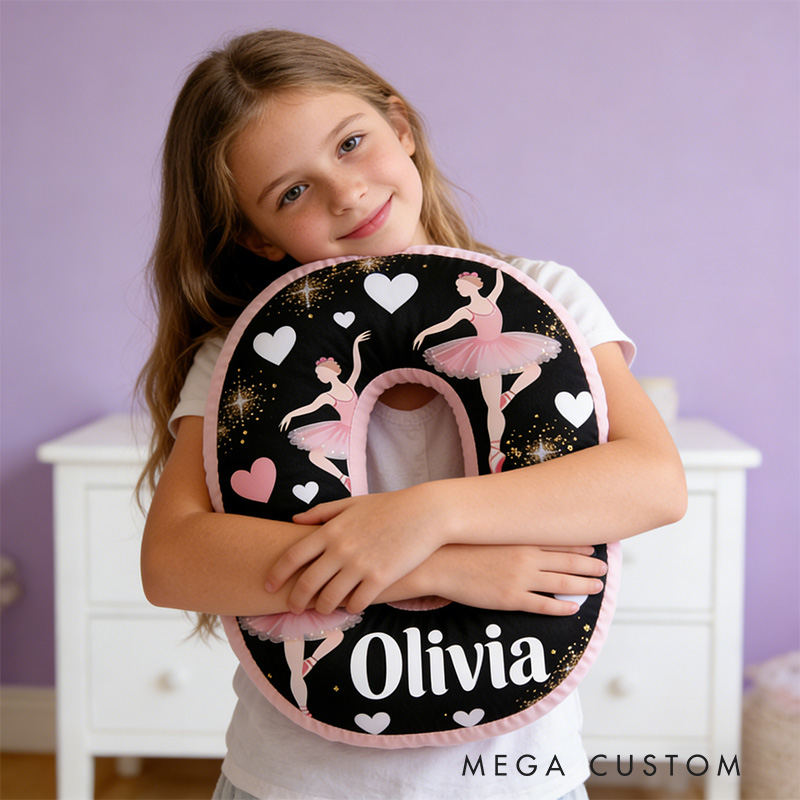 Personalized Graphic 3D Starry Ballet Alphabet Shaped Pillow for Dance Lovers Initial Pillow Christmas Gift for Kids