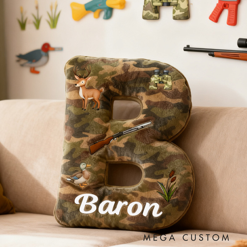 Personalized Hunting Kid Pillow Camouflage Hunting Themed Pillow Gifts for Kid Outdoor Hunting Enthusiasts