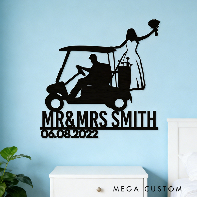 Personalized Wedding Wall Art Unique Golf Cart Design for a Memorable Touch