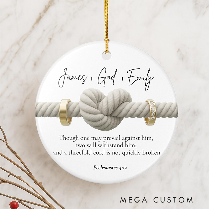 Personalized Ecclesiastes 4:12 Couple Christmas Ornament with Custom Names Christian Wedding Ornament Engagement or Anniversary Gift for Husband Wife