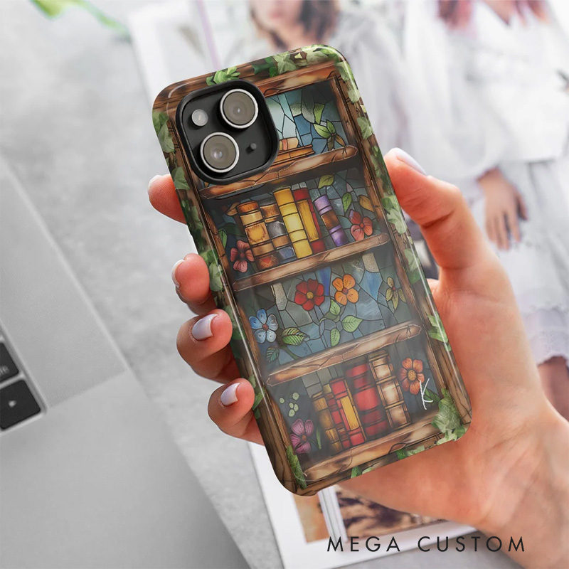 Personalized Floral Book Phone Case Book Lovers Phone Case with Initial or Name for Book Lovers Bookworms Readers Bookish