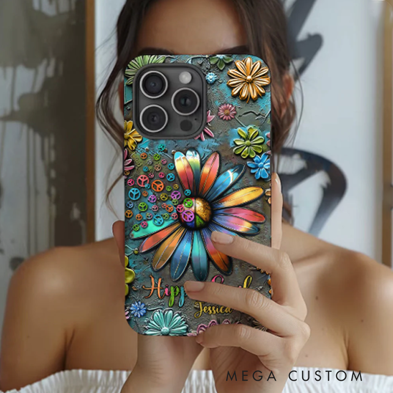 Personalized Hippie Full Print Phone Case Hippie Gifts Colorful Hippie Phone Case Bohemian Phone Case