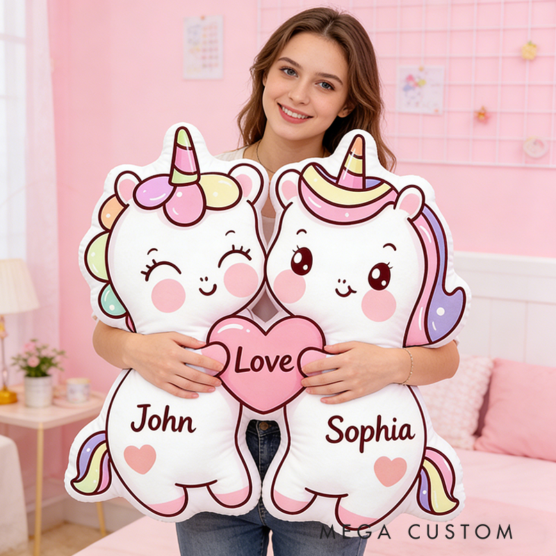 Personalized Valentine's Day Gift Couple Pillow Custom Names Soft Decorative Graphic 3D Print Pillow for Her