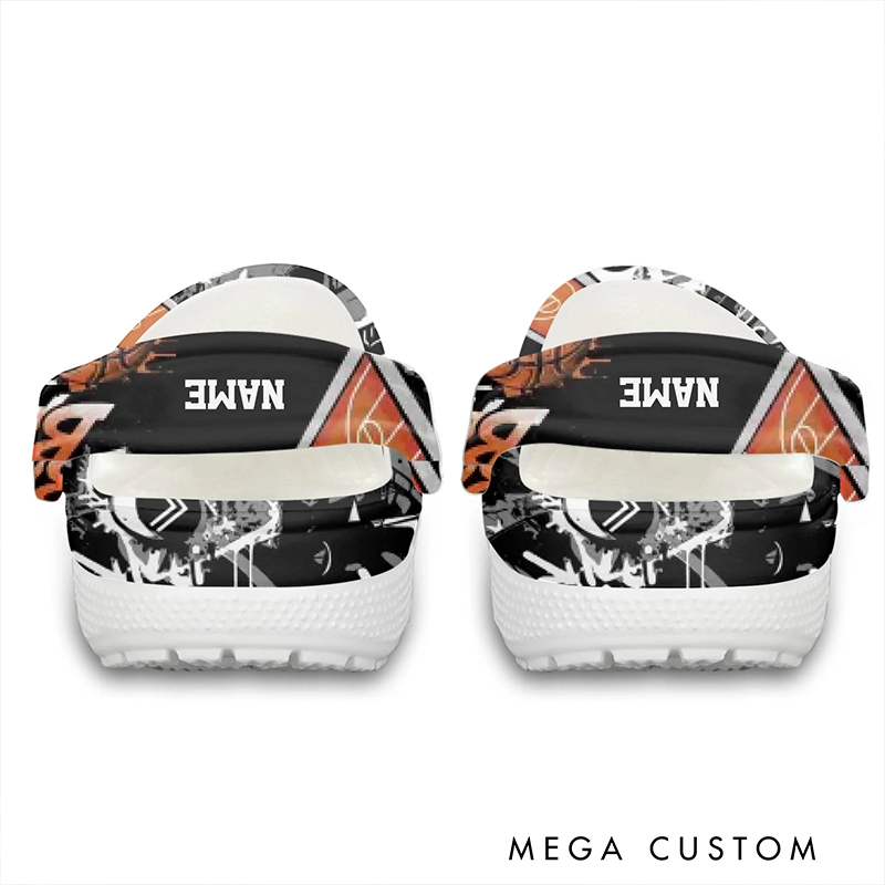 Personalized Basketball-Themed Clogs with Custom Name and Number for Sports Enthusiasts