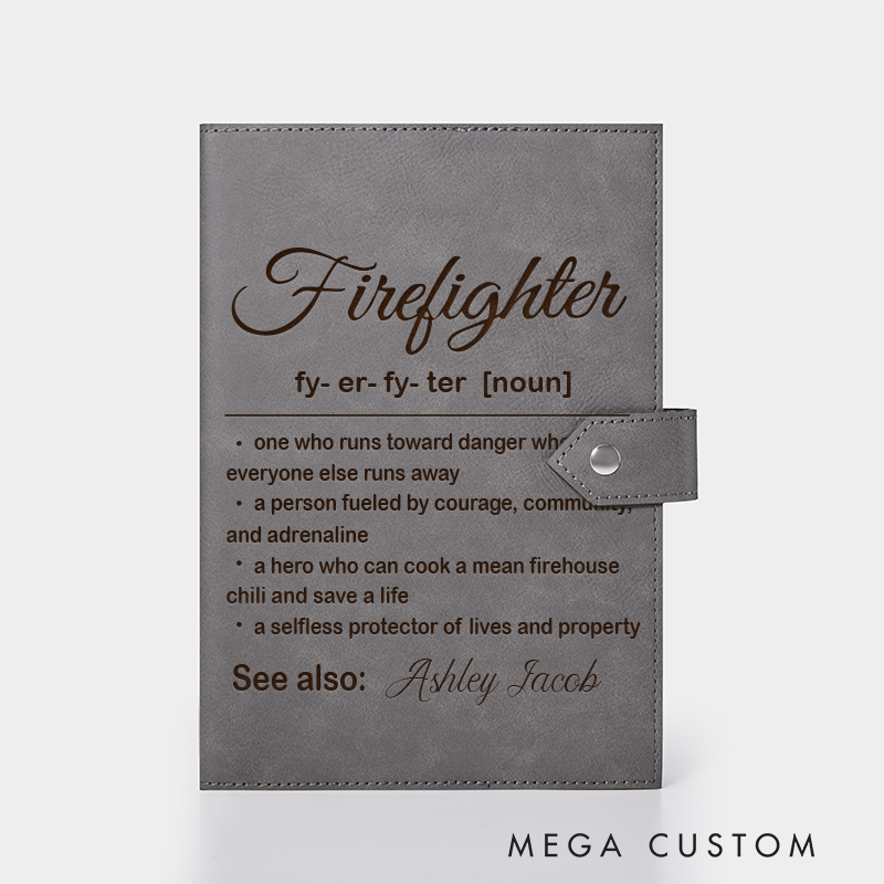 Personalized Vegan Leather Journal Custom Fire Department Gift Firewoman Gift Engraved Firefighter Notebook