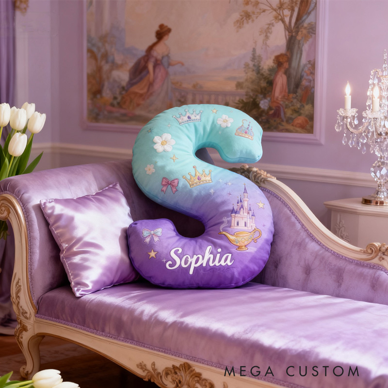 Personalized Graphic 3D Print Cartoon Little Wish Tale Alphabet Shaped Pillow for Cartoon Lovers Initial Pillow Christmas Gift for Kids