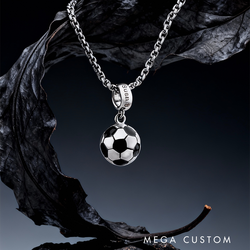 Personalized Soccer Ball Pendant Necklace with Custom Name and Number for Sports Lovers