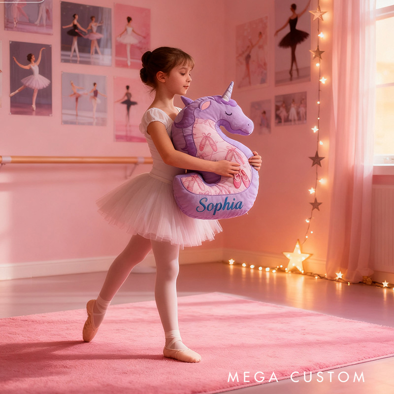 Personalized Graphic 3D Fantacy Ballerina Alphabet Shaped Pillow for Dance Lovers Initial Pillow Christmas Gift for Kids