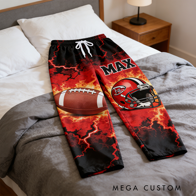 Personalized American Football Lounge Pants with Custom Name Design