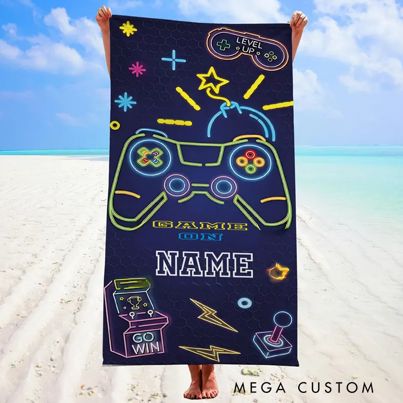 Personalized Game Console Beach Towel Custom Gamer Beach Towel Geek Game Lover