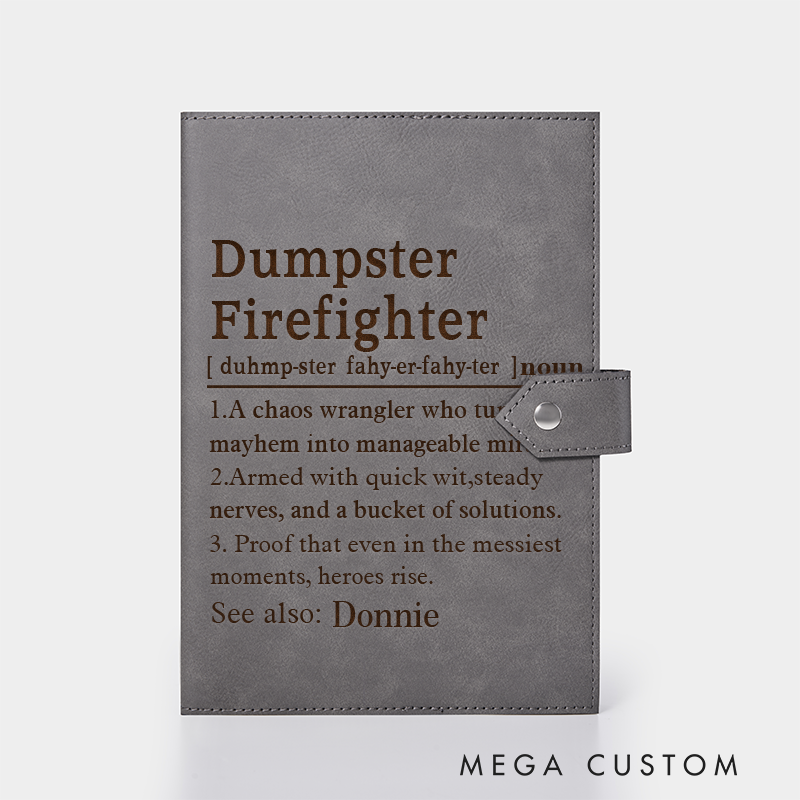 Personalized Firefighter Leather Journal Engraved Firefighter Notebook Custom Name Firefighter Notebook