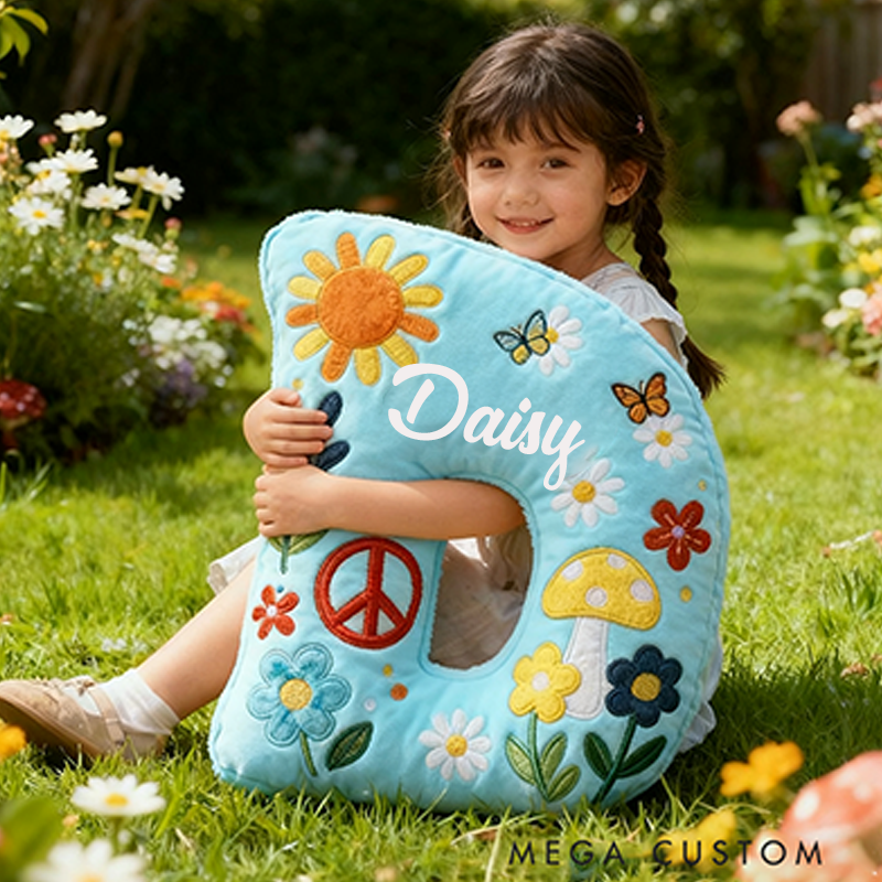 Personalized Colorful 26 Letters Cute Graphic 3D Print Christmas Gift Pillow Beautiful Hippie Letter Custom Hippie Pillow for Kids