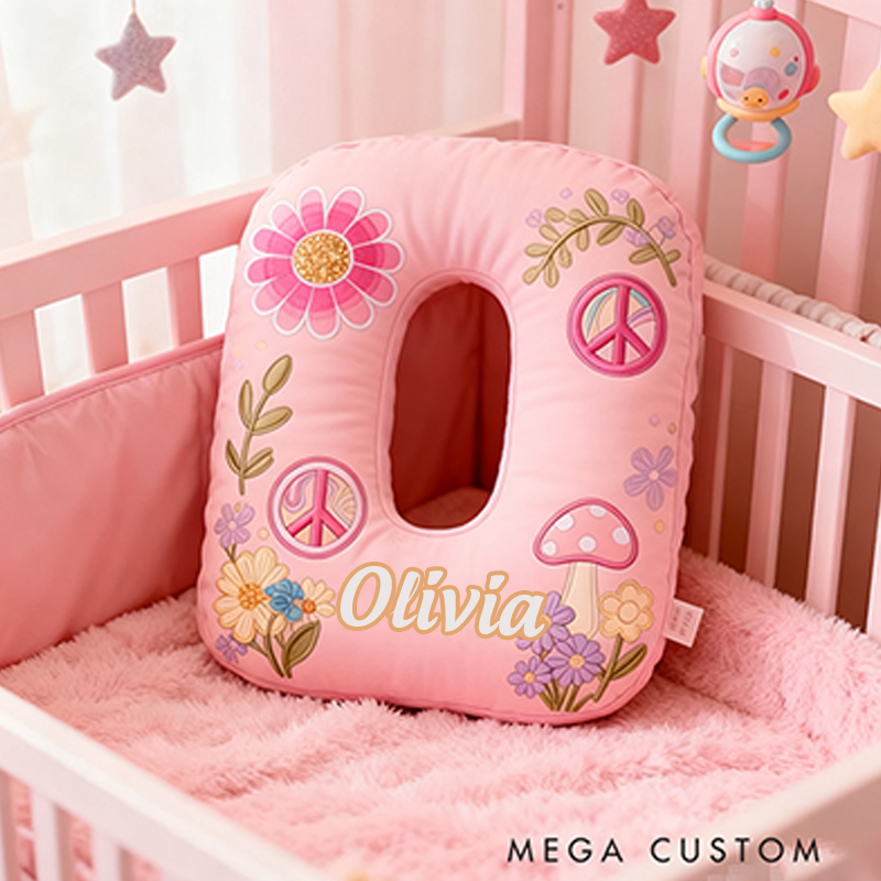 Personalized Colorful 26 Letters Cute Pillow Beautiful Hippie Letter Custom Hippie Pillow for Kids