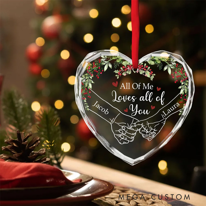 Personalized God Knew My Heart Needed You Couple Heart Christmas Glass Ornament with Custom Names Romantic Holiday Gift Anniversary Gift for Couple