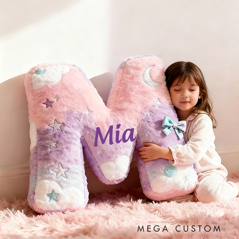 Personalized Colorful 26 Letters Cute Graphic 3D Print Christmas Gift Pillow Cute Magic Beautiful Letter Custom Pillow Gift for Kids