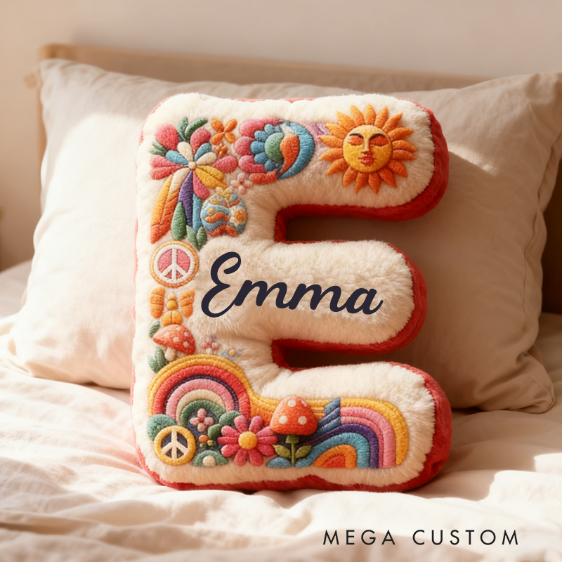 Personalized Colorful 26 Letters Cute Graphic 3D Print Christmas Gift Pillow Beautiful Hippie Letter Custom Hippie Throw Pillow for Kids