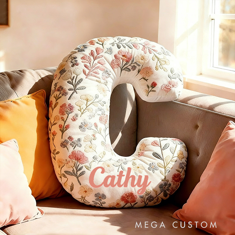 Personalized Flower Letter Pillow with Name Graphic 3D Print Custom Double Sided Pillow Gift for Kids Gardening Lovers Gift