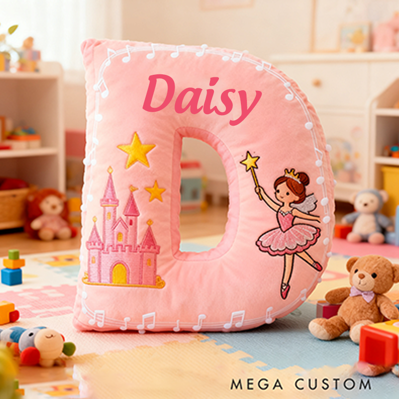 Personalized Colorful 26 Letter Castle Pattern Cute Graphic 3D Print Pillow Cute Magic Beautiful Letter Custom Pillow Gift for Kids