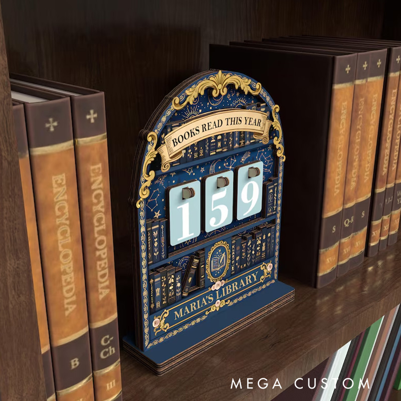 Personalized Books Read This Year Counter Vintage Book Read Tracker with Name Library Sign for Book Lover Bookish Librarian Reader Christmas Gift