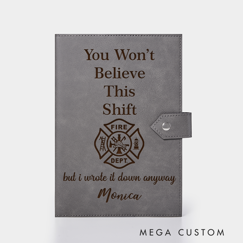Personalized Firefighter Leather Journal Engraved Firefighter Notebook Custom Name Firefighter Notebook