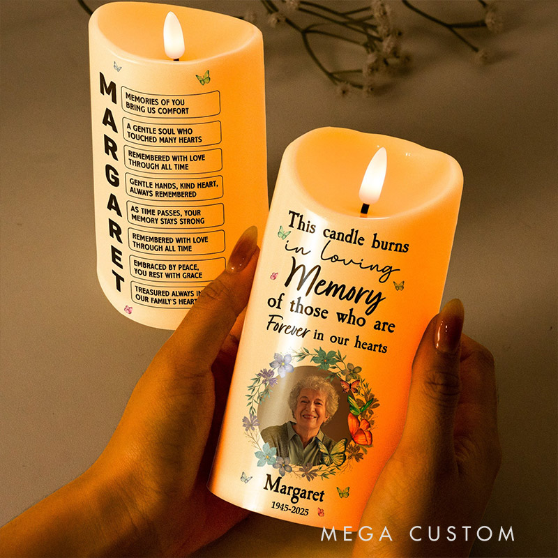 Personalized Photo LED Candle This Candle Burns In Loving Memory Memorial Candle Sympathy Gift for Loss of Loved One