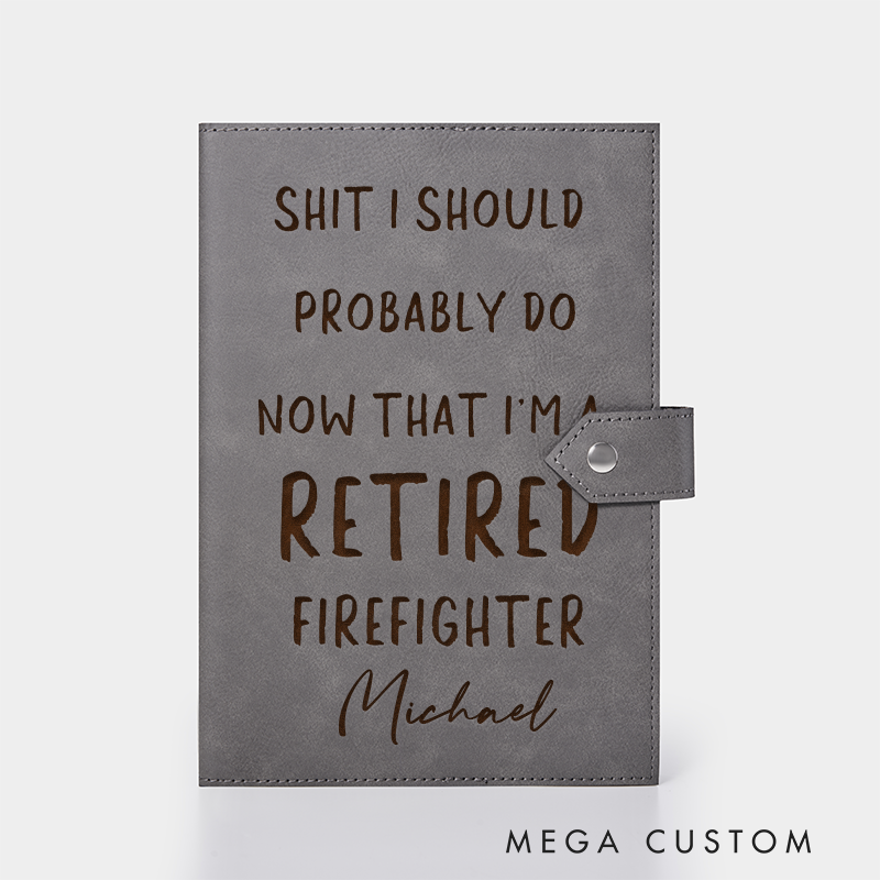 Personalized Firefighter Leather Journal Engraved Firefighter Notebook Custom Name Firefighter Notebook