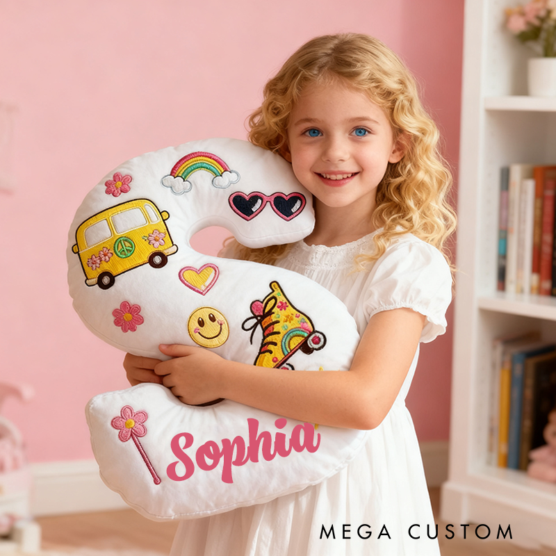 Personalized Colorful 26 Letters Cute Graphic 3D Print Pillow Beautiful Hippie Letter Custom Hippie Pillow