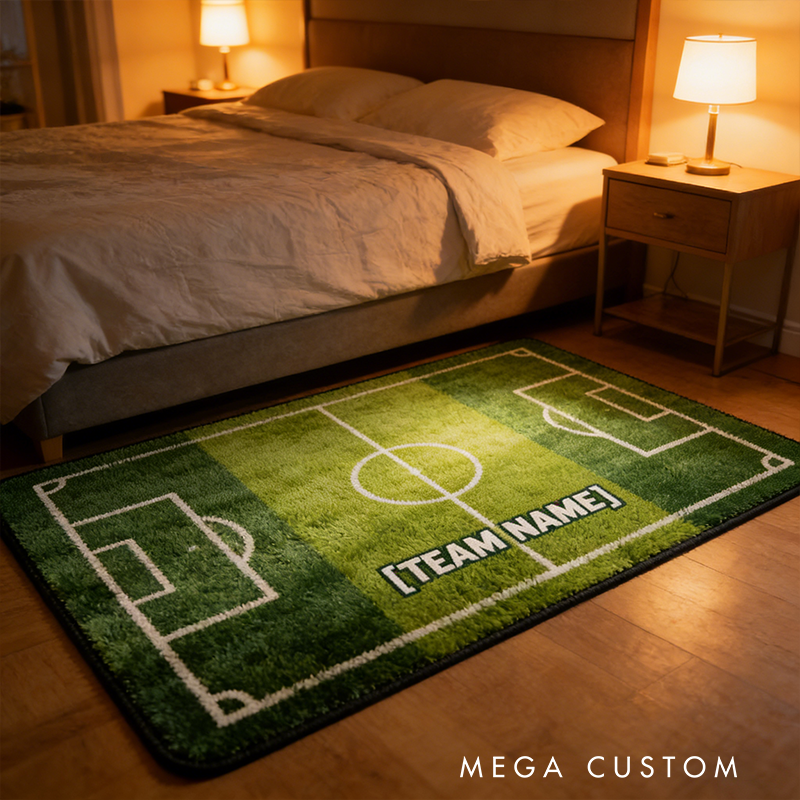 Personalized Soccer Field Rug with Custom Team Name for Kids' Rooms