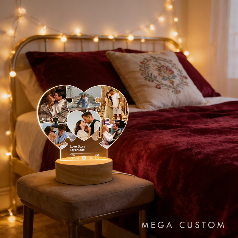 Personalized Photo Wedding LED LightCustom Gifts Engagement Gifts Newly Engaged Gifts Gift for Her Heart Lamp Anniversary Plaque