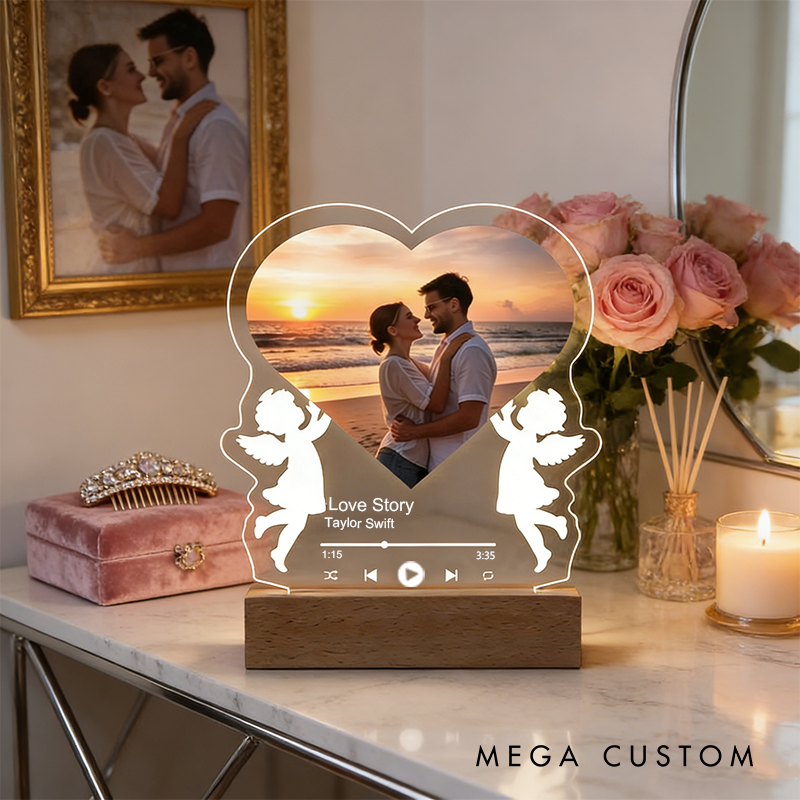 Personalized Gifts for Couple Custom Engagement Gifts for Couple Wedding Day Gifts Angel LED Lamp Anniversary Birthday Wedding Gifts
