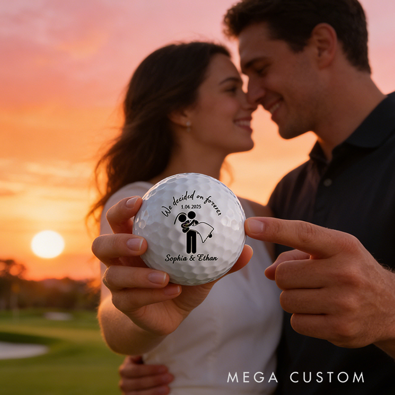 Personalized Wedding Golf Ball with "Forever" Design and Custom Details for Newlyweds Weddings Gifts
