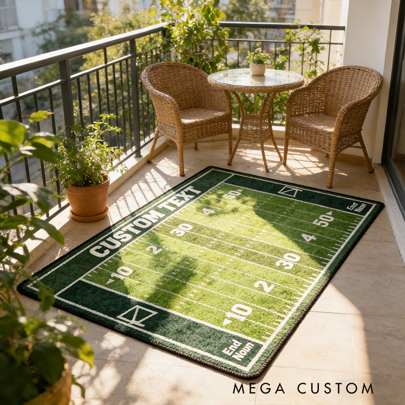 Personalized American Football Field Rug with Custom Text for Home Decor