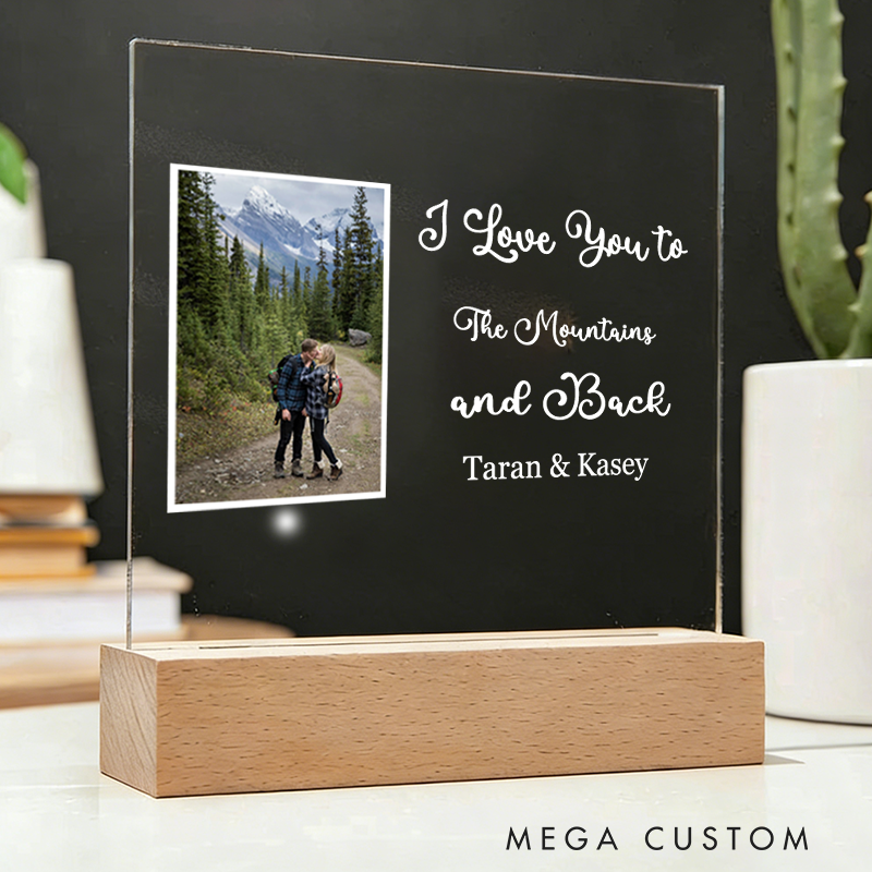 Personalized Outdoor Enthusiasts Photo Night Light for Couple Custom Anniversary Gift for Outdoor Hiking