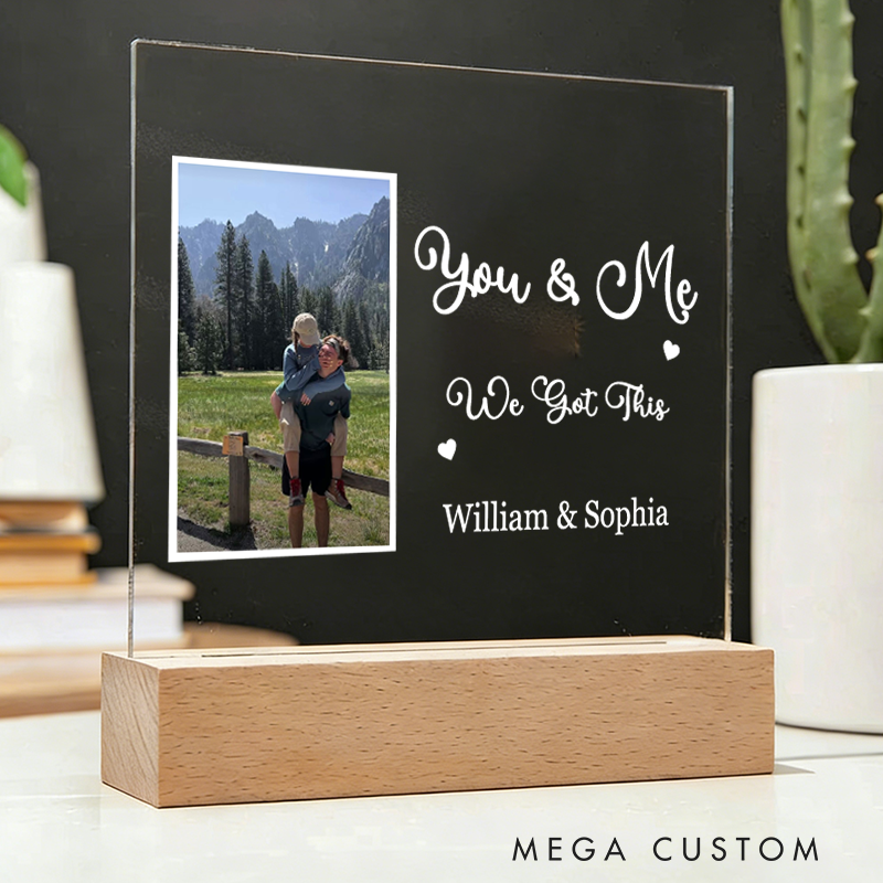 Personalized LED Couple's Photo Night Light Custom Anniversary Gift for Outdoor Hiking