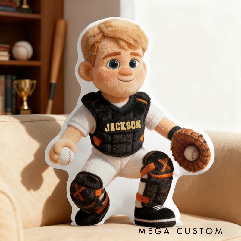 Personalized Baseball Pillow Add Your Custom Name and Photo for a Unique Touch