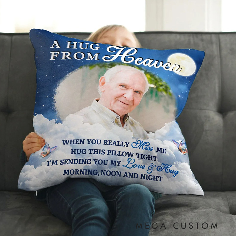 Personalized Memorial Pillow Hug This Pillow And Know I'm Here Custom Double Sided Starry Sky Moon Clouds Pillow Bereavement Gift Sympathy Gift 