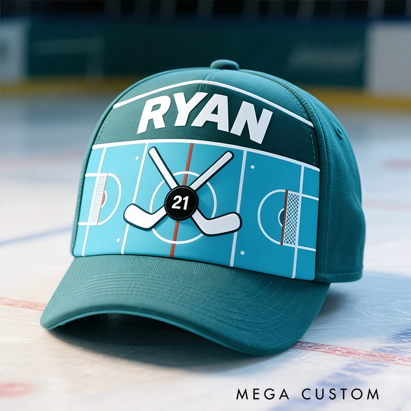 Personalized Hockey Cap with Custom Name and Number Design