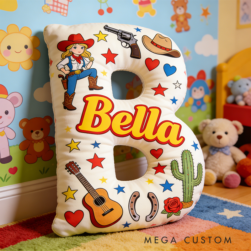 Personalized Floral Cowgirl Boots Western Pillow with Name Western Nursery Birthday Gift for Cowgirls Friends