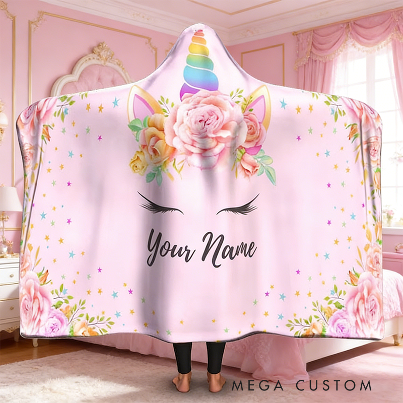 Personalized Pink Magic Hooded Blanket For Magic Lovers Custom Name Wearable Blanket With Hood Throw Hooded Blanket