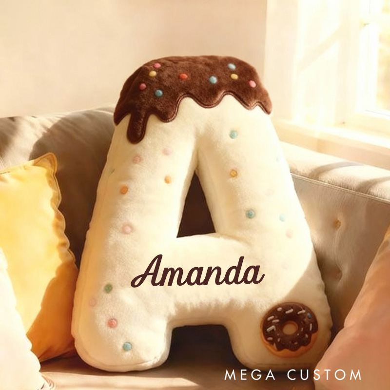 Personalized Donut Letter Pillow Kids with Custom Name Graphic 3D Print Donut Throw Pillow for Kids Baker Baking Lover