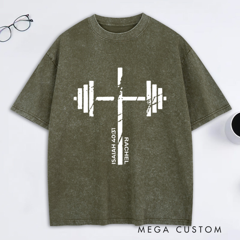 Personalized Christian Gym Cross Washed T-Shirt with Name Lift Heavy Pray Hard Shirt Faith Workout Top Jesus Fitness Apparel Religious Gift for MenT-Shirt with Custom Name Coquette Christian Tee Religious Mom Shirt Religious Christian Gift for Women