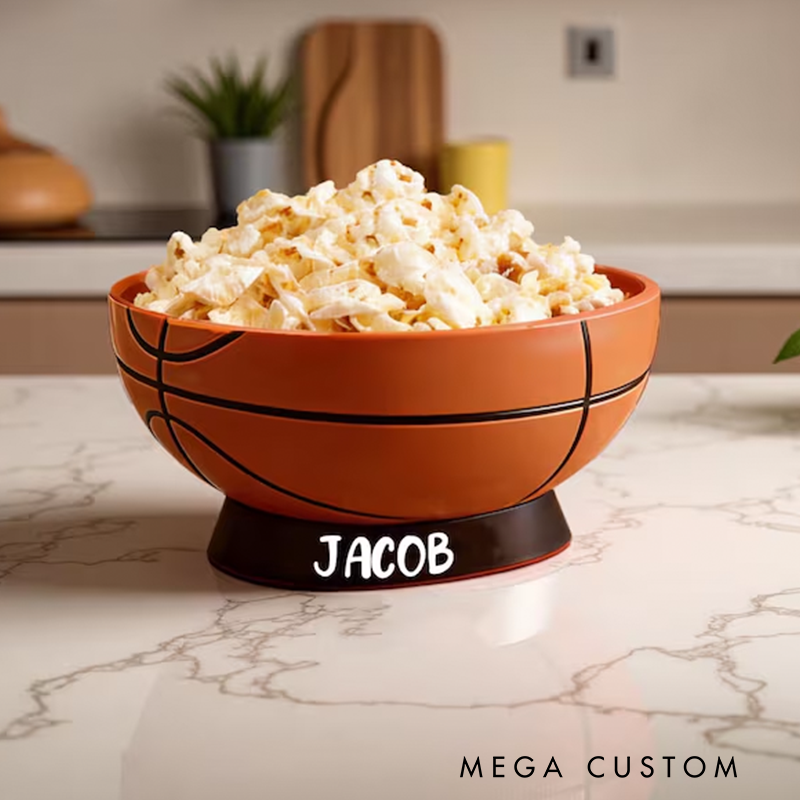 Personalized Basketball Snack Bowl with Custom Name for Sports Fans