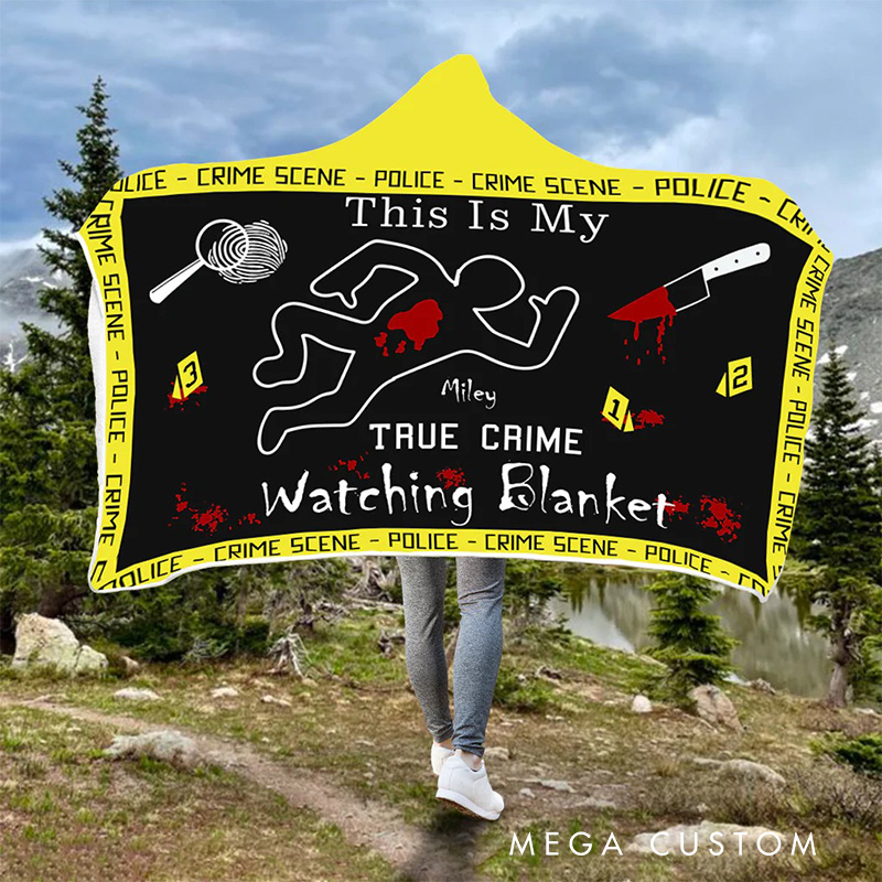 Personalized True Crime Watching Wearable Blanket Hoodie with Name Movie Lover Gift for Friends Birthday Gift