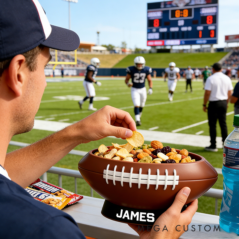 Personalized 3D Printed Football Snack Bowl for Sports Fans Parties and Tailgates
