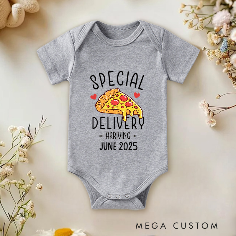Personalized Special Delivery Pizza Baby Onesie Baby Shower Gift Birthday Gift for Baby