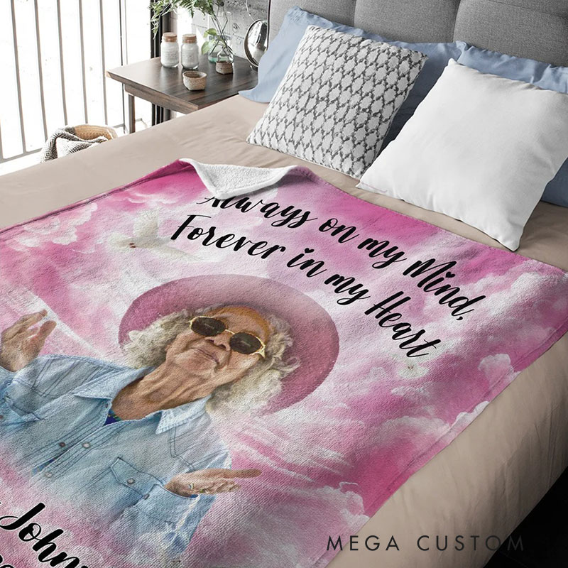 Personalized White Dove Heaven Photo Soft Throw Blanket with Name and Year Memorial Sympathy Gift for Loss Family 