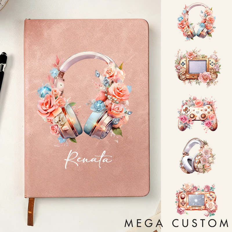 Personalized Floral Gamer Journal Girl Gaming Controller Journal Notebook Gamer Lover Gift
