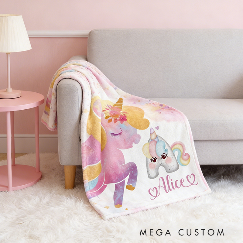 Personalized Name Kawaii Alphabet Blanket Magic Girl Room Decor Kids Custom Name Gift Magic Throw Best Fan Gift
